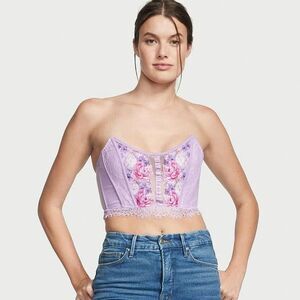 Victoria's Secret Dream Angels Strapless Floral Embroidered Corset Top Medium